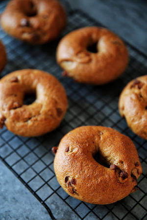 Whole wheat pecan coffee bagel